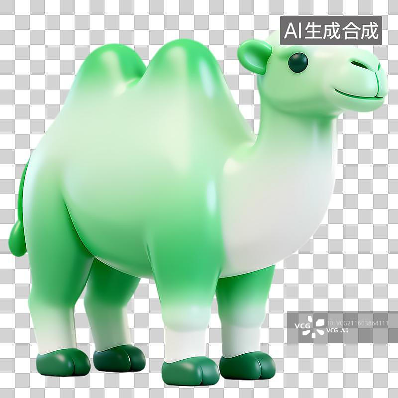【AI数字艺术】可爱绿色卡通双峰骆驼图片素材