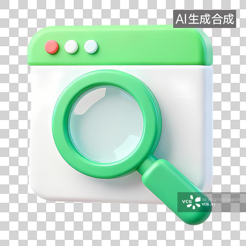 【AI数字艺术】带有放大镜的网页搜索图标图片素材