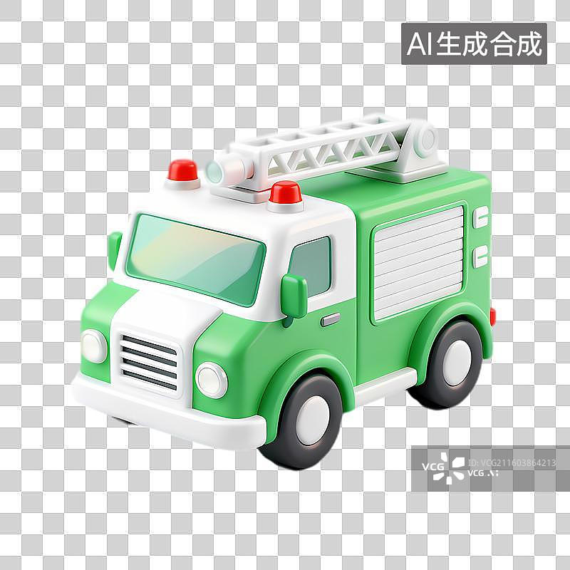 【AI数字艺术】绿色白色玩具消防车图片素材
