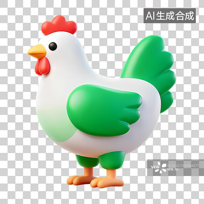 【AI数字艺术】可爱卡通风格3D小鸡形象图片素材