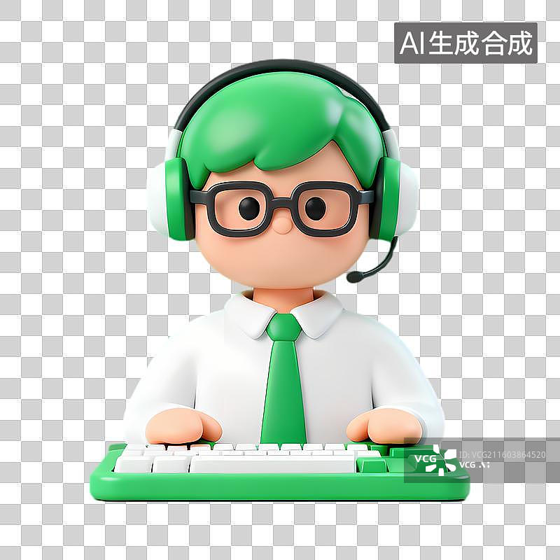【AI数字艺术】3D绘制的客服人员形象图片素材