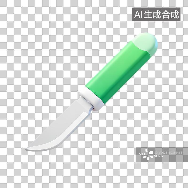 【AI数字艺术】一把用于食物处理的绿色小刀图片素材