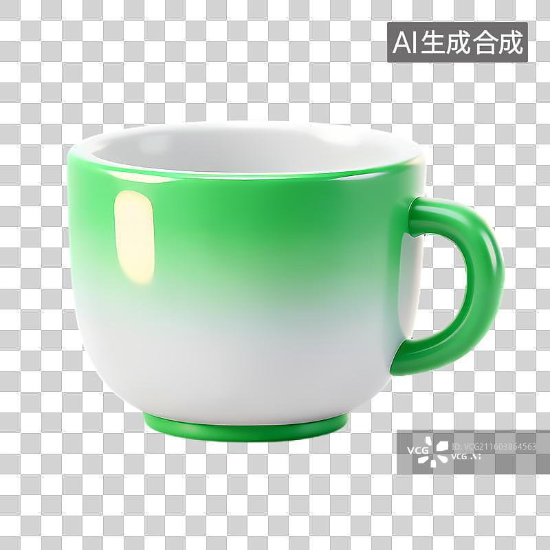 【AI数字艺术】渐变色彩的绿色陶瓷杯子图片素材
