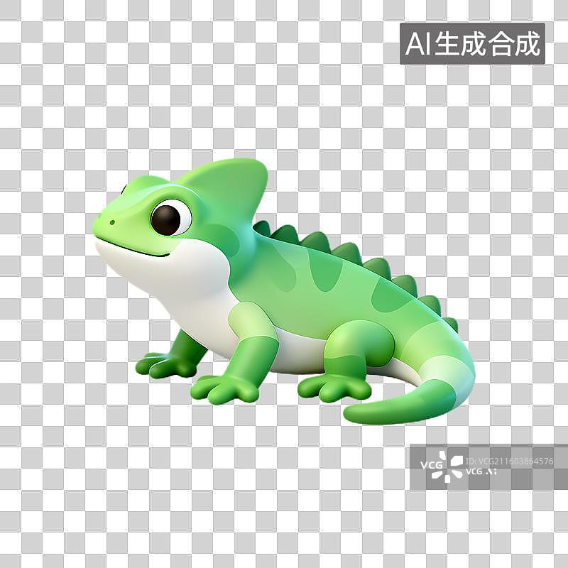 【AI数字艺术】可爱绿色变色龙形象图片素材