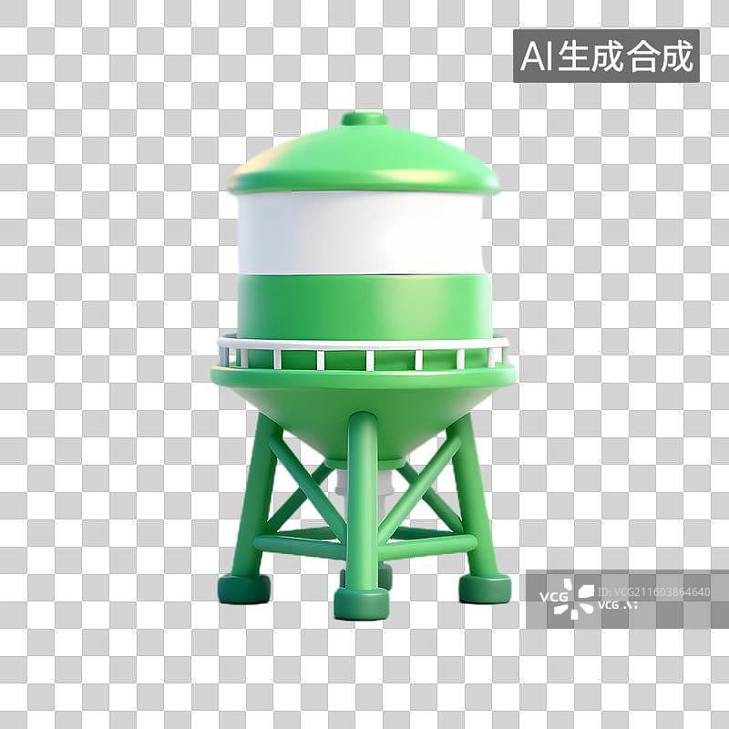 【AI数字艺术】绿色水塔带白色部分图片素材