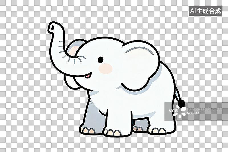 【AI数字艺术】卡通风格，一只可爱的小象PNG格式的免扣元素图片素材