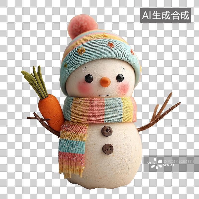 【AI数字艺术】黏土雪人3D角色图片素材