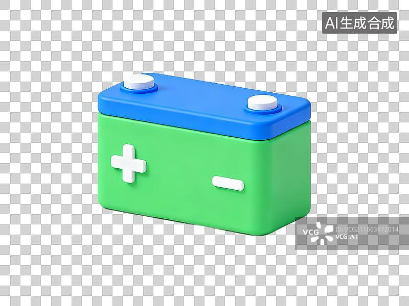 【AI数字艺术】能源环保主题 绿色蓝色电池模型图片素材