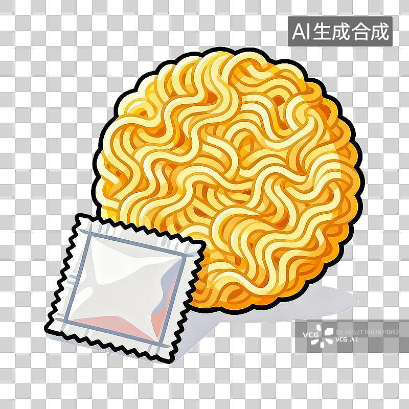 【AI数字艺术】彩色卡通插画元素方便面图片素材