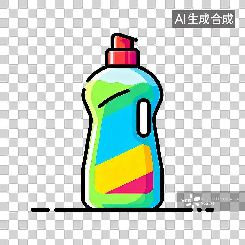【AI数字艺术】彩色卡通插画元素清洁用品瓶子图片素材