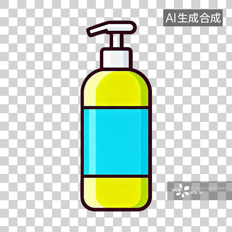 【AI数字艺术】彩色卡通插画元素清洁用品瓶子图片素材
