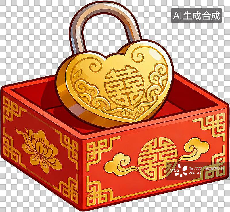 【AI数字艺术】卡通插画结婚中式婚礼插画元素图片素材