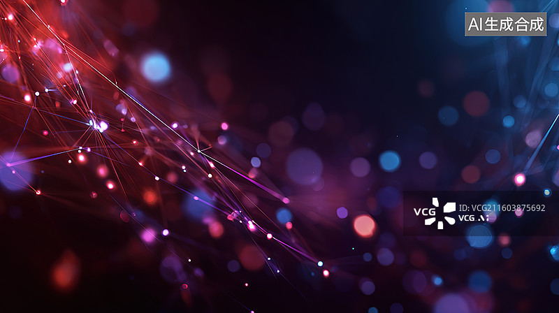 【AI数字艺术】光点连接的抽象网络图片素材