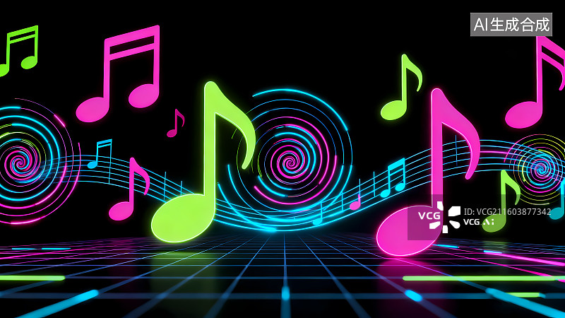【AI数字艺术】音乐律动动感背景图片素材