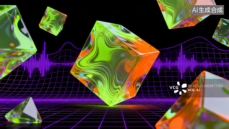 【AI数字艺术】音乐律动动感背景图片素材