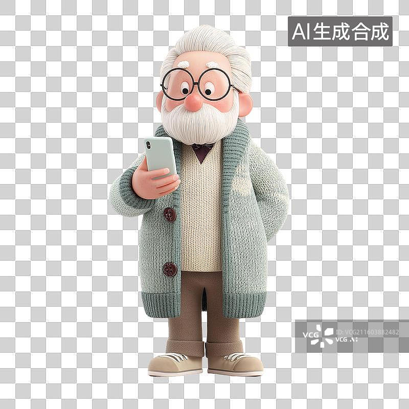 【AI数字艺术】老年男性3D角色图片素材