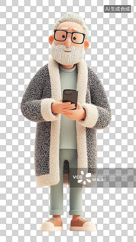 【AI数字艺术】老年男性3D角色图片素材