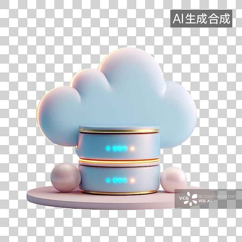 【AI数字艺术】云服务器3D图标图片素材