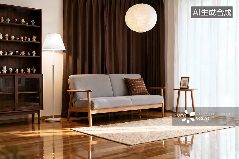 【AI数字艺术】文艺复兴风客厅柜子采光场景图片素材