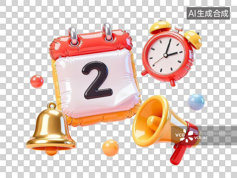 【AI数字艺术】倒计时概念电商促销元素膨胀气球风格3D免抠元素图片素材