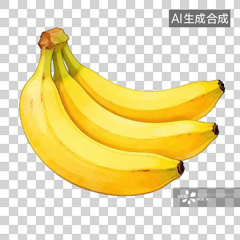 【AI数字艺术】三根黄色香蕉并排展示图片素材