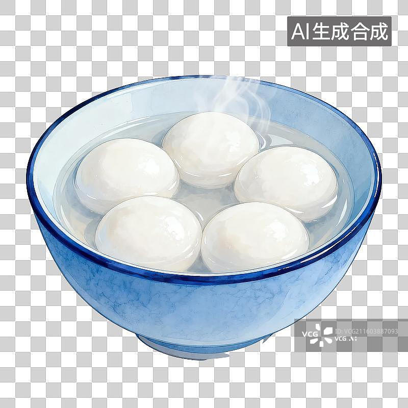 【AI数字艺术】蓝碗中的煮鸡蛋图片素材