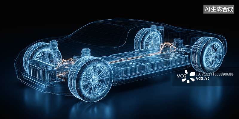 【AI数字艺术】汽车底盘线框图图片素材