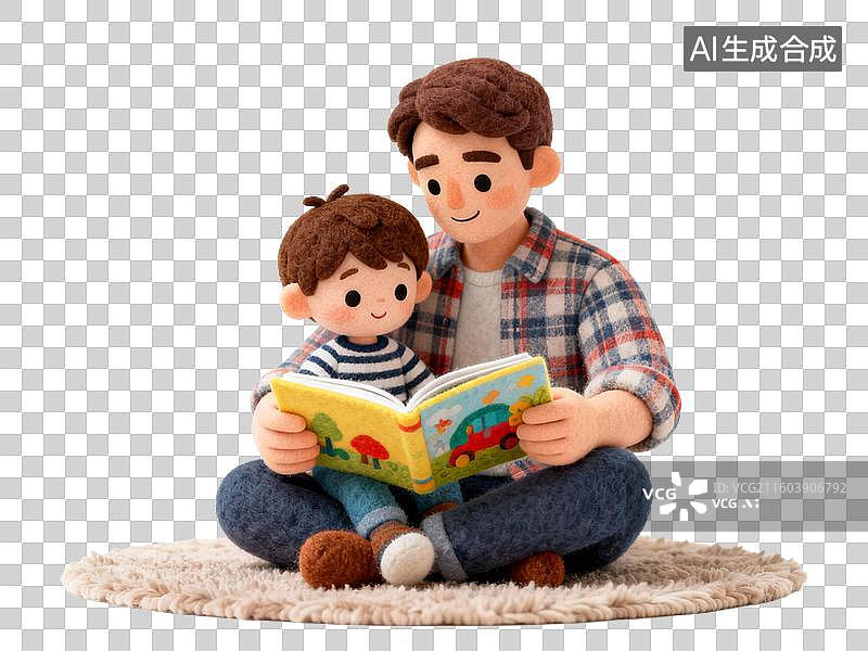 【AI数字艺术】父子共读展现家庭温馨时刻图片素材