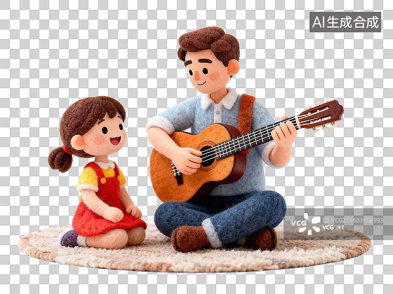 【AI数字艺术】父女温馨弹唱时刻图片素材