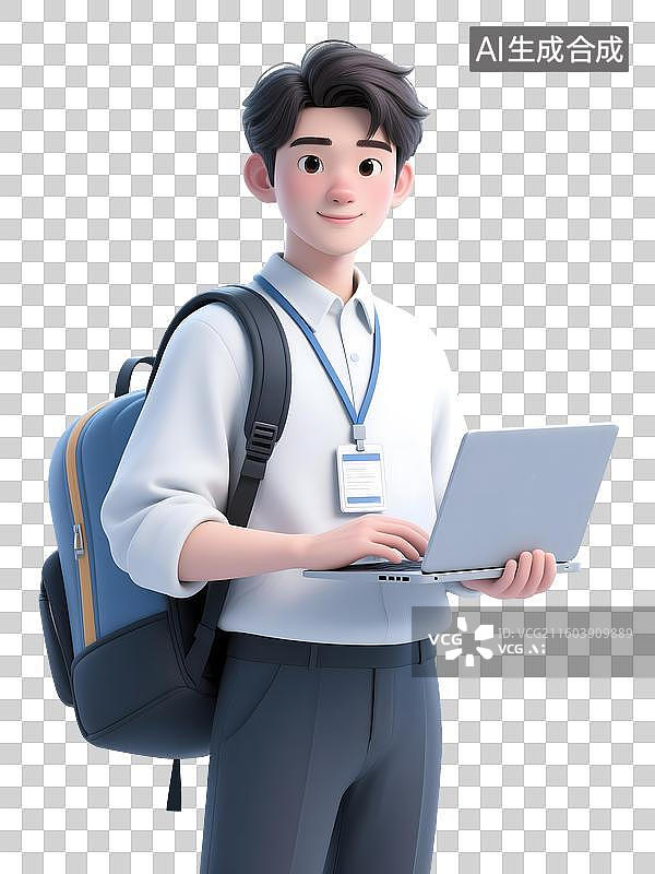 【AI数字艺术】AIGC：3D商务人士，职场新人，校园招聘，工作实习，设计元素免扣图图片素材