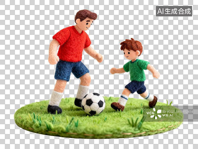 【AI数字艺术】微型人物草地上踢足球图片素材
