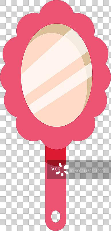 粉色手持镜子反射光线在白色背景上图片素材