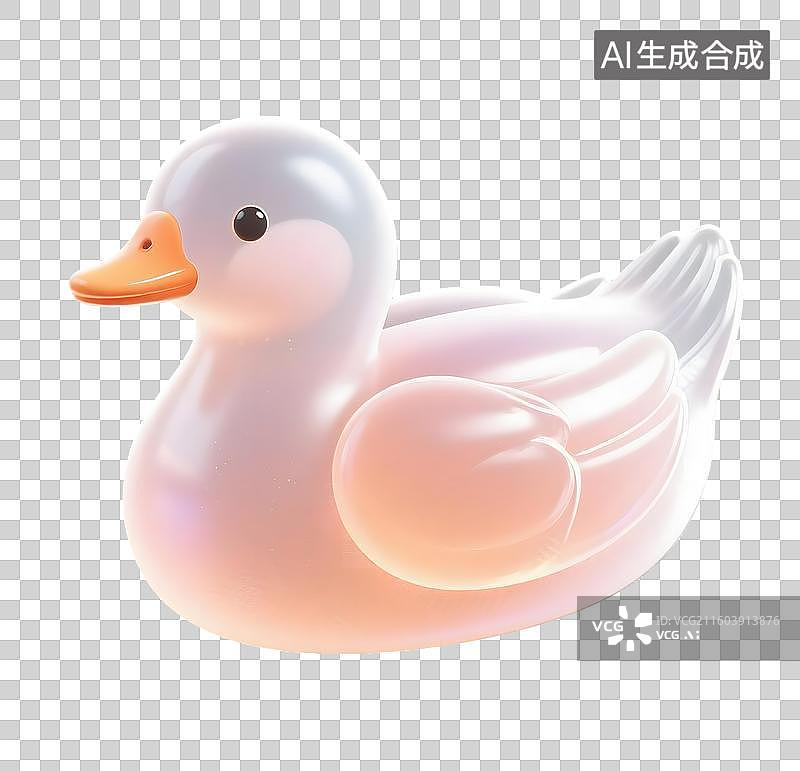 【AI数字艺术】AIGC：3D卡通轻拟物风格半透明，鸳鸯，爱情 中国元素，免抠图形，设计元素图片素材