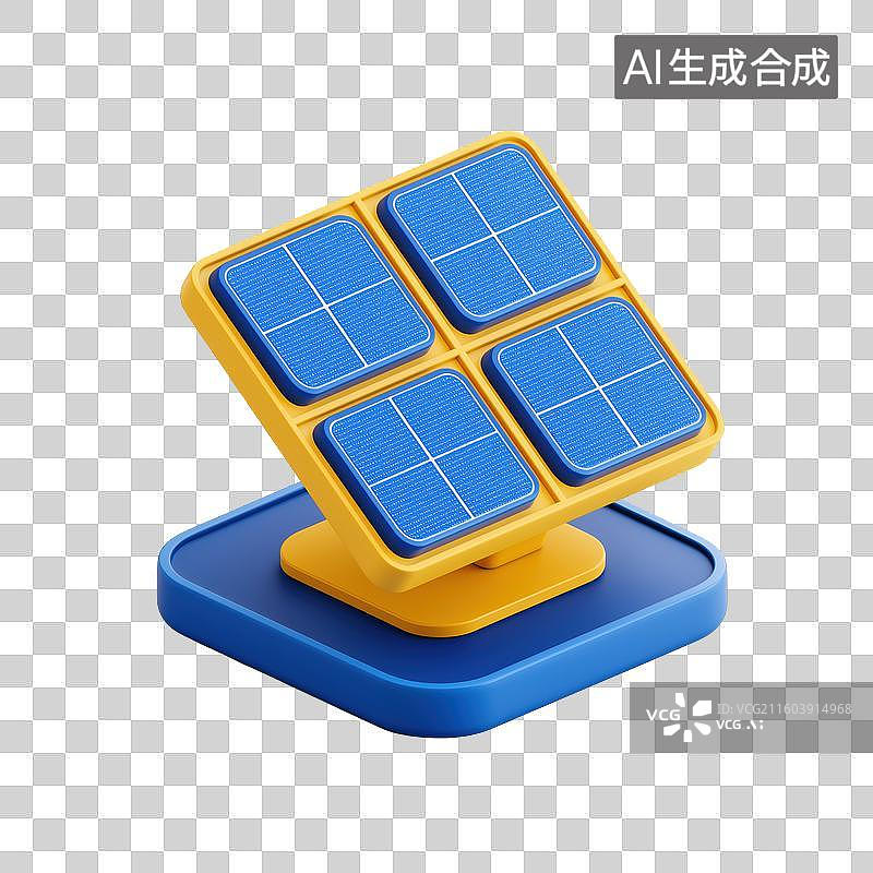 【AI数字艺术】蓝色太阳能板模型图片素材