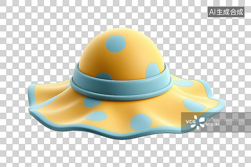 【AI数字艺术】黄色宽檐帽配浅蓝花朵装饰图片素材
