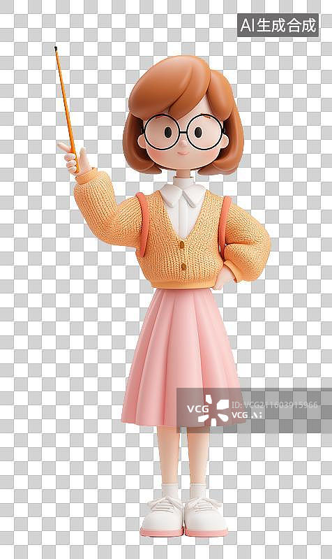 【AI数字艺术】女教师手持教鞭和书本图片素材