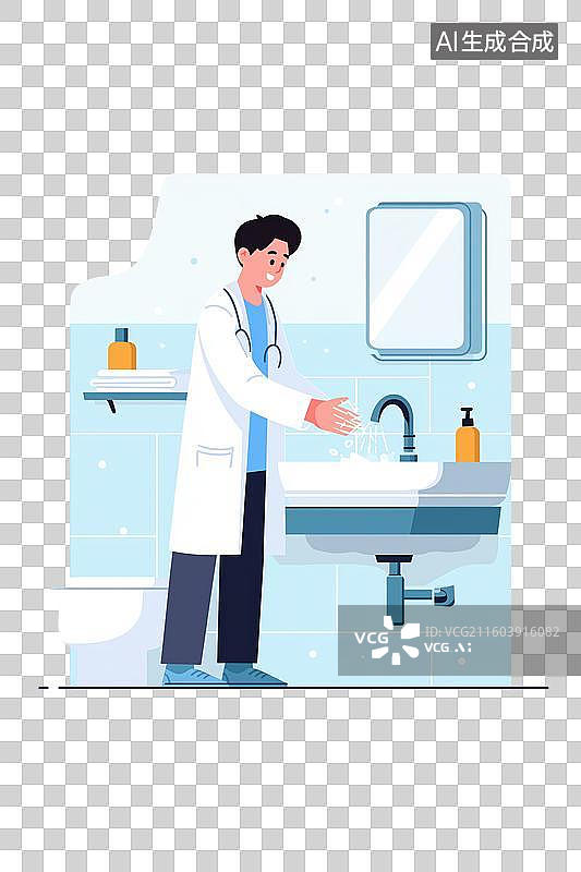 【AI数字艺术】医生在洗手池洗手图片素材