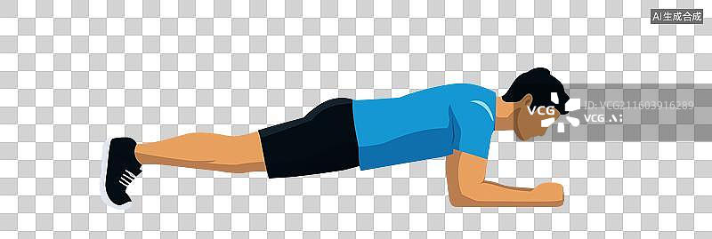 【AI数字艺术】男子做平板支撑动作图片素材