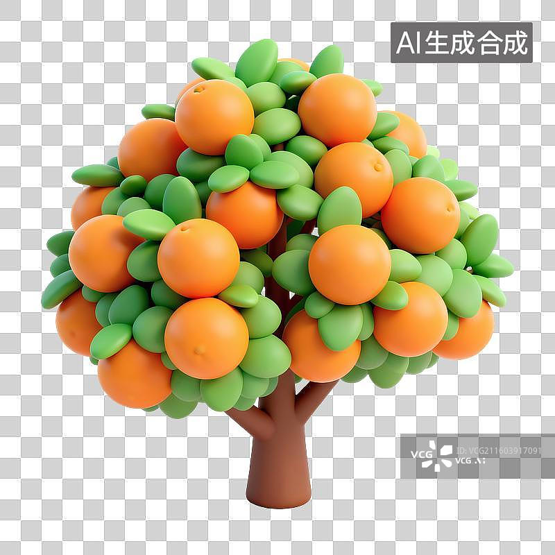 【AI数字艺术】桔子树插画图片素材