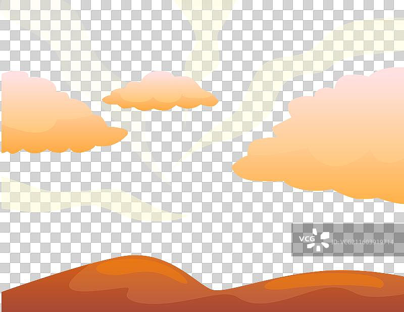 阳光穿透云层，照耀着沙漠景观图片素材