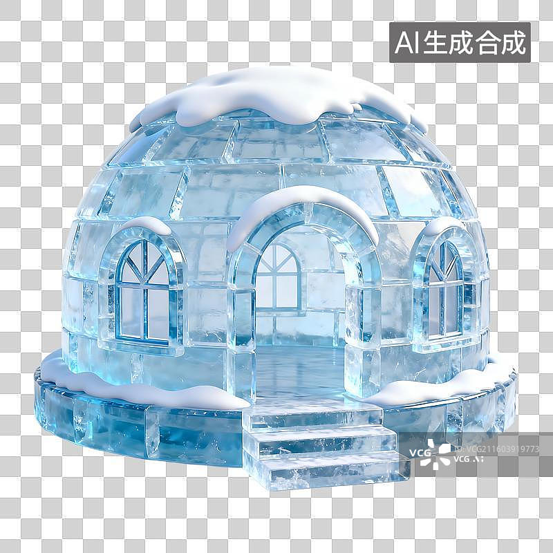 【AI数字艺术】冬日美丽的冰屋建筑图片素材