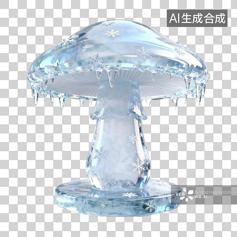 【AI数字艺术】晶莹剔透的冰雪蘑菇图片素材