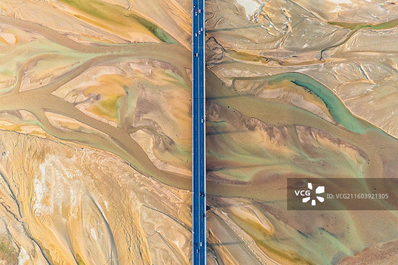 郑州花园口大桥黄河滩涂地理奇观图片素材