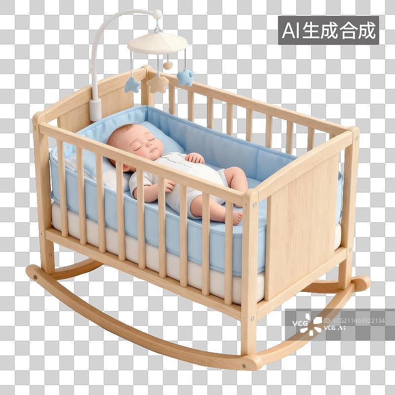 【AI数字艺术】婴儿躺在摇篮中睡觉图片素材