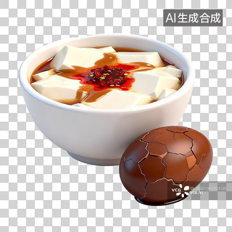 【AI数字艺术】豆腐脑配卤蛋美食图片素材