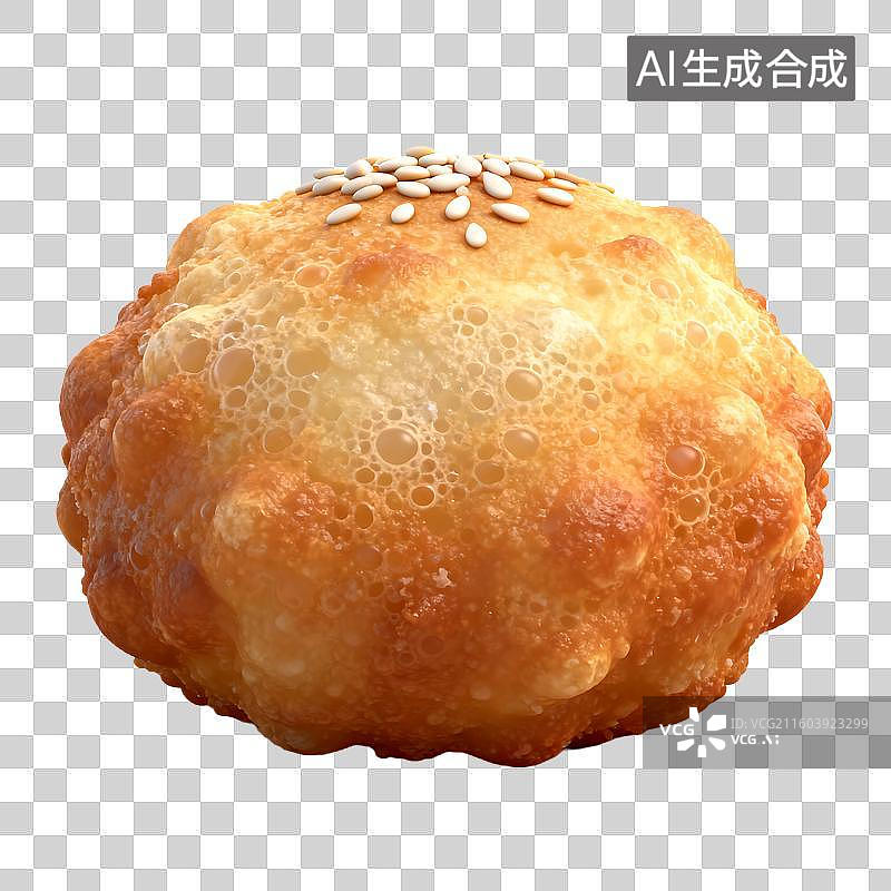 【AI数字艺术】顶部有芝麻的美味圆形油炸点心图片素材
