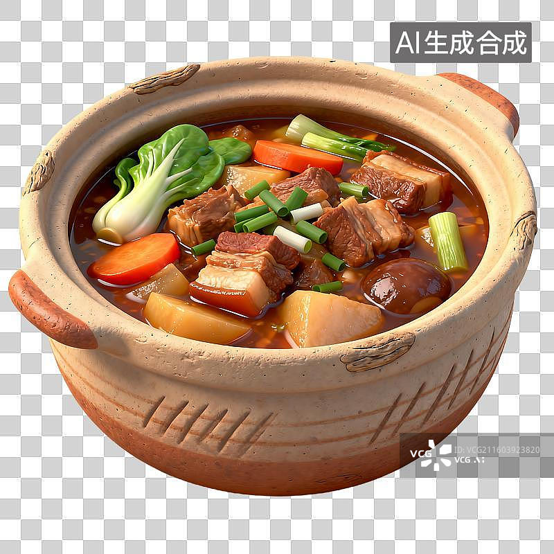 【AI数字艺术】陶罐炖煮的美味佳肴图片素材