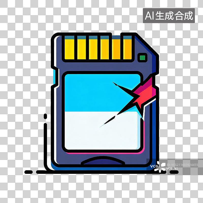 【AI数字艺术】损毁的数据卡图标图片素材