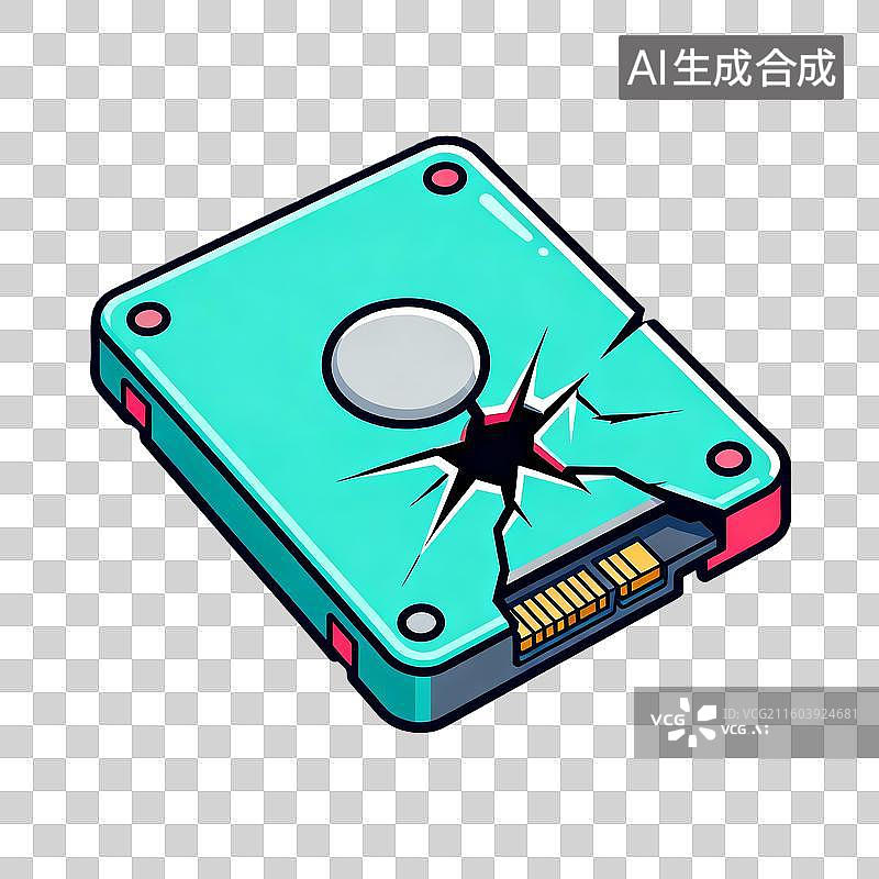 【AI数字艺术】损毁的移动硬盘图片素材