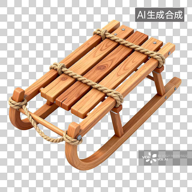 【AI数字艺术】木质冬季雪橇图片素材